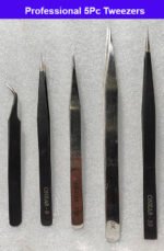 SigNatt Professional Stainless Steel Tweezers Set – 5 Pieces Combo Set